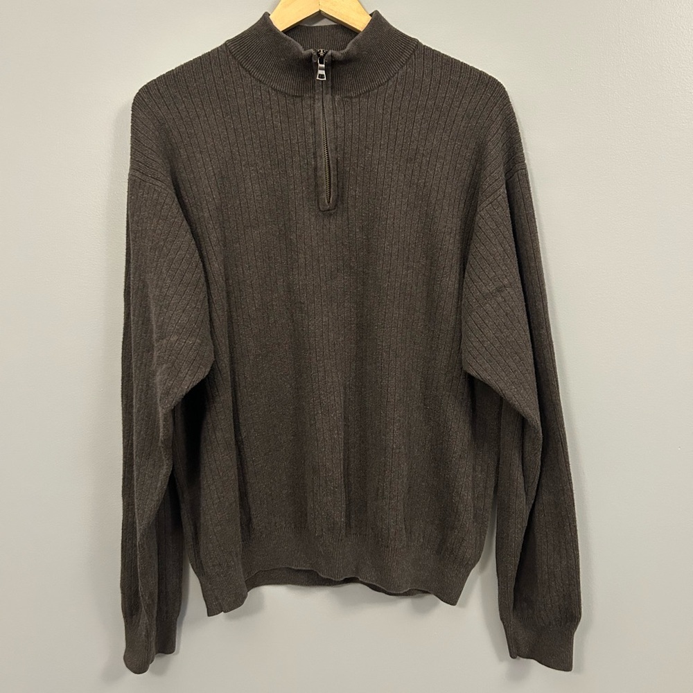Cutter & Buck Men's Dark Brown Zip-Up Sweater XL